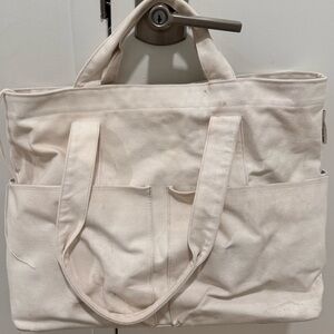 Dagne Dover Vida Cream Canvas Tote Bag Large